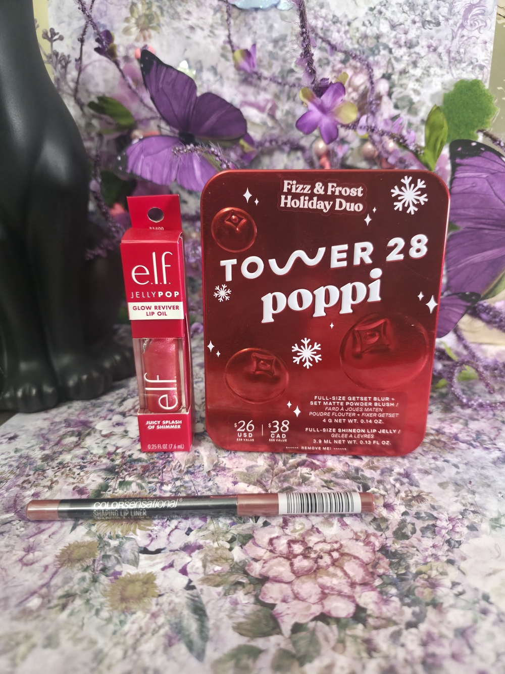 Jelly Pop Glow elf Lip Oil & Tower 28 Poppi Duo + Mayberline lipliner in bundle